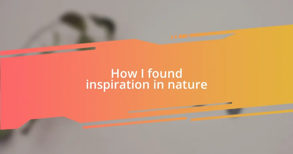 How I found inspiration in nature